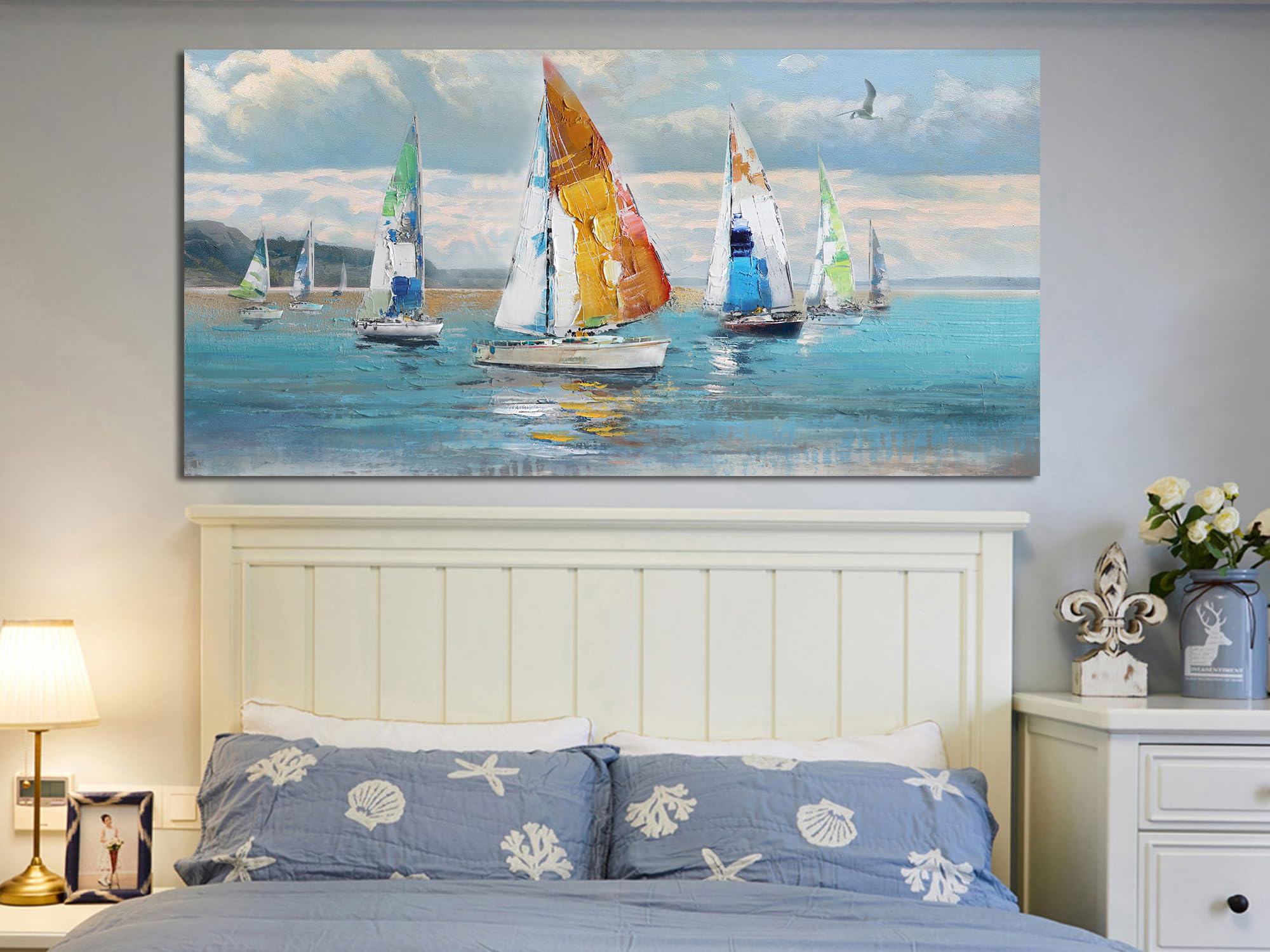 Amazon.com: Ardemy Blue Abstract Wall Art Canvas Ocean